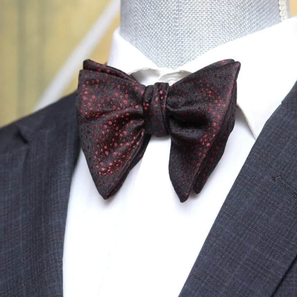 Men's Self-tied Bow‎ Tie Black Silk Bow tie Big Butterfly Bow tie S668